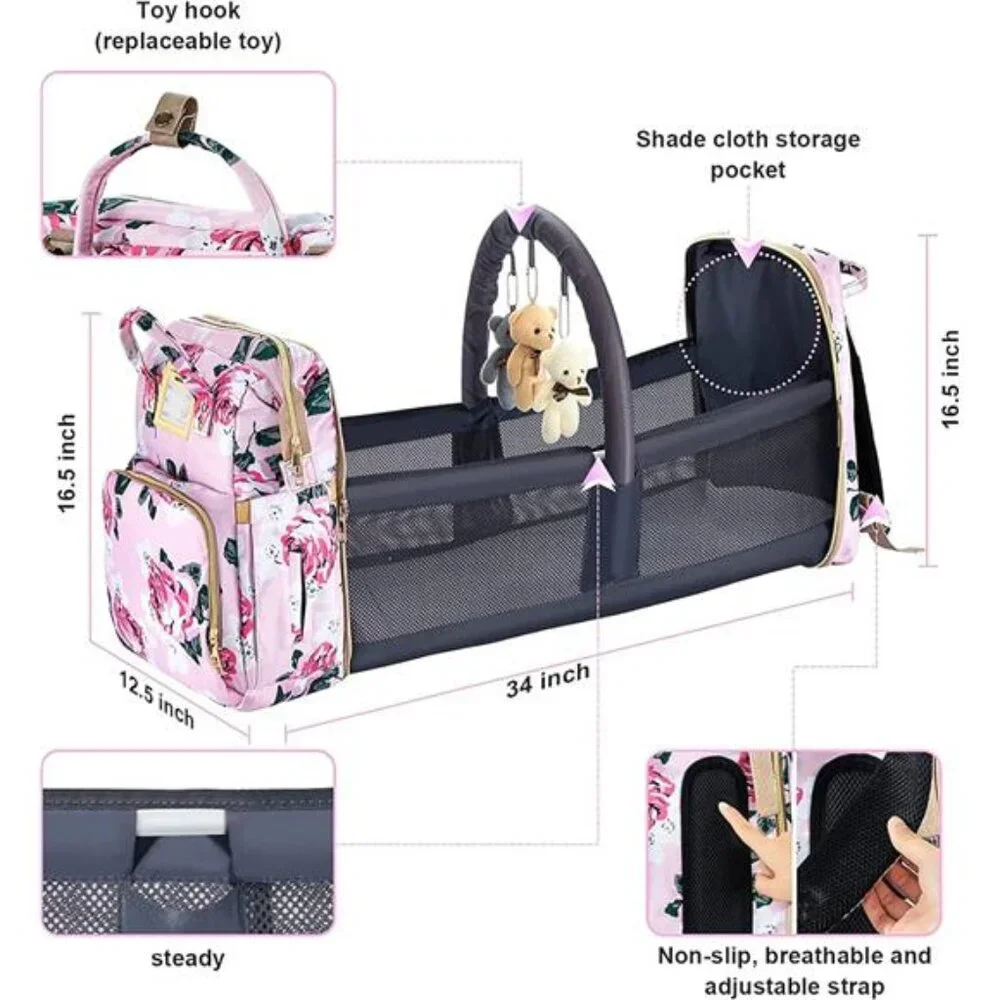 Diaper Bag Backpack with Changing Station Large Baby Toddler Organizer Stroller